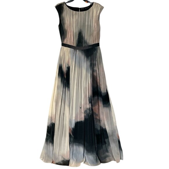 Zara Dresses & Skirts - New Zara Abstract Watercolor Chiffon Sleeveless Pleated Party Maxi Dress